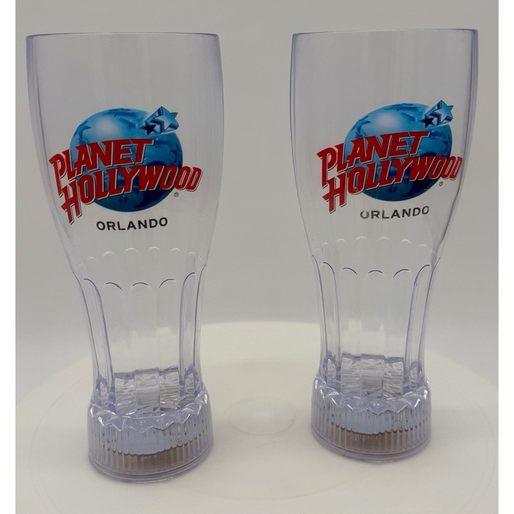 Light Up Planet Hollywood Orlando Plastic Souvenir Cups Resortcore Vintage Set 2